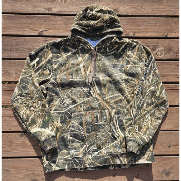 Cabelas Camo Hoodie Realtree Max5 Mens Sz 2XL Foremost Outfitters Hunting Fleece - Picture 1 of 8